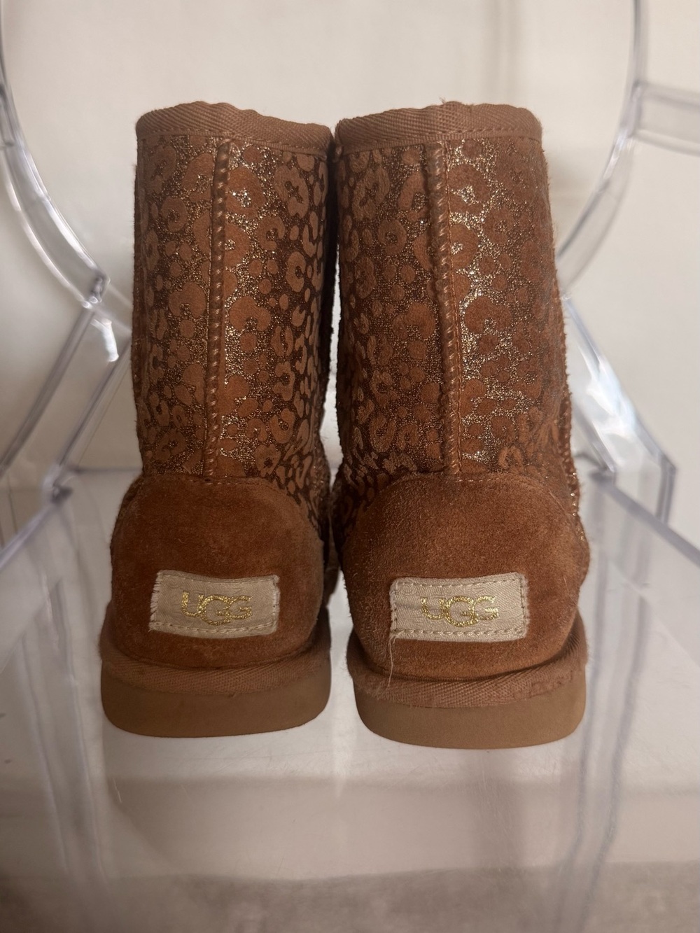 UGG Kids Chestnut Glitter Leopard Pattern Bootse